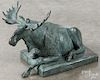 Patinated bronze moose, signed G.H. '91.
