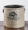 Stoneware crock, 19th c., with a large cobalt 3,