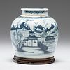 Blue and White Ginger Jar with Base