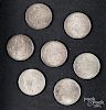 Six Morgan silver dollars