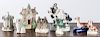 Eight Staffordshire figures and pastille burners