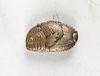 Embossed brass figural fish match vesta safe
