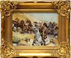 KPM Germany Porcelain Plaque, "Stagecoach Attack"