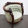 Victorian Rococo Revival Carved Barrel Chair