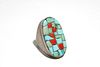 Zuni Silver, Turquoise, & Coral Inlay Man's Ring