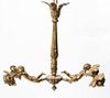 Neoclassical Gilt Brass Putti Chandelier, Vintage
