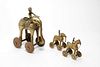 Indian Cast Brass Elephant & Horse Pull Toys, 3