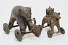 Indian Cast Brass Elephant Pull Toys, 2 Vintage
