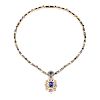 An Antique Sapphire Pearl and Diamond Necklace