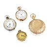 Lot of Three Gold Filled and One Silver Pocket Watches