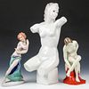 3 Art Deco Porcelain Nude Statues