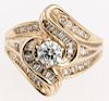 Ladies 14kt. Yellow Gold Diamond Swirl Design Ring