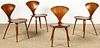 4 Norman Cherner Plycraft Dining Chairs
