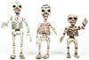 3 Old Mexican Day of the Dead Folk Art Skeletons