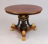 BALTIC NEOCLASSICAL STYLE MAHOGANY PAINTED AND PARCEL-GILT CENTER TABLE