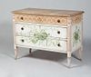 LOUIS XVI STYLE PAINTED TROMPE L'OEIL CHEST OF DRAWERS