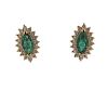 14k Gold Emerald Diamond Stud Earrings