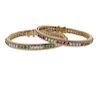 14k Gold Diamond Emerald Ruby Line Bracelet Set