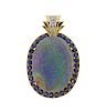 18k Gold 29ct Opal Diamond Sapphire Pendant