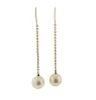 14k Gold Pearl Long Drop Earrings