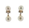 Mikimoto 18k Gold Diamond Pearl Drop Earrings