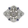Art Deco 18k Gold Diamond Sapphire Dome Ring