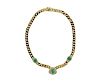 18k Gold Diamond Green Stone Necklace