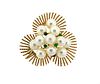 14K Gold Pearl Emerald Brooch Pin
