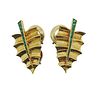 Van Cleef &amp; Arpels 18k Gold Emerald Leaf Earrings