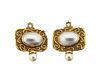 Elizabeth Gage 18k Gold Diamond Pearl Earrings