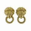 14k Gold Diamond Lion Head Doorknocker Earrings