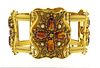 Antique 1850s Natural Pearl Garnet 14k Gold Bracelet