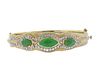 18k Gold Jade Diamond Bangle Bracelet