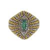 1960s 18k Gold Diamond Emerald Dome Ring