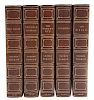[Literature - Fine Binding] 5 Volumes George Borrow Works in 1/2 Brown Morocco & Gilt Tooling