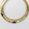 Vintage Cartier 18 Karat Yellow Gold And Carved Multi Gemstone Necklace.