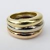Cartier Stacking Tri-Color 18 Karat Gold Wide Band Ring.
