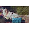 Follower of: Hans Zatzka, Austrian (1859 - 1945) Oil on canvas "Lady In Repose"
