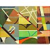 Attributed to Werner Drewes, American (1899 - 1985) Oil on Canvas, Untitled Abstract Composition,
