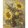 Leo Ritter (19/20th century) Oil on Canvas "Still Life Sunflowers" Signed Lower Right.