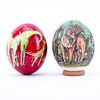 Grouping of Two (2) Painted Ostrich Eggs.