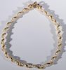 Tiffany & Co. 14 karat gold and pearl necklace having string of pearls overwound with gold. lg. 16in.