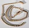14 karat gold necklace set with forty-seven green stones, probably late 19th - early 20th century. lg. 16in.