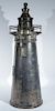Large silverplated lighthouse cocktail shaker, stamped Meriden S.P. Co. International S. Co. 340, (minor dents to gangway, fe