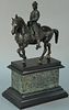 Bronze knight on horseback set on slate and granite base (part of reins is missing). ht. 21 1/2in., wd. 13in.