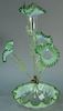 Victorian green art glass epergne having ruffle edge bowl with jack and pulpit vases and tall center vase. ht. 22 1/2in. Prov