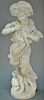 Carved alabaster figure, boy with straw hat holding a fish (repaired).
ht. 31in. Provenance: Property from the Estate of Fran
