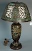 Champleve table lamp with pierce work champleve shade. ht. 26in. Provenance: Property from the Estate of Frank Perrotti Jr. o