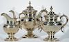 Tiffany & Co. three piece sterling tea set with teapot, sugar, and creamer, all with scroll handles, marked Tiffany & Co. 550