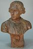 Terracotta bust of Francois Boucher signed illegibly on back, ht